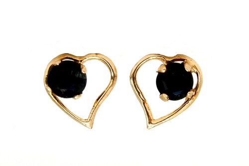 9ct gold sapphire studs open - 9ct,
